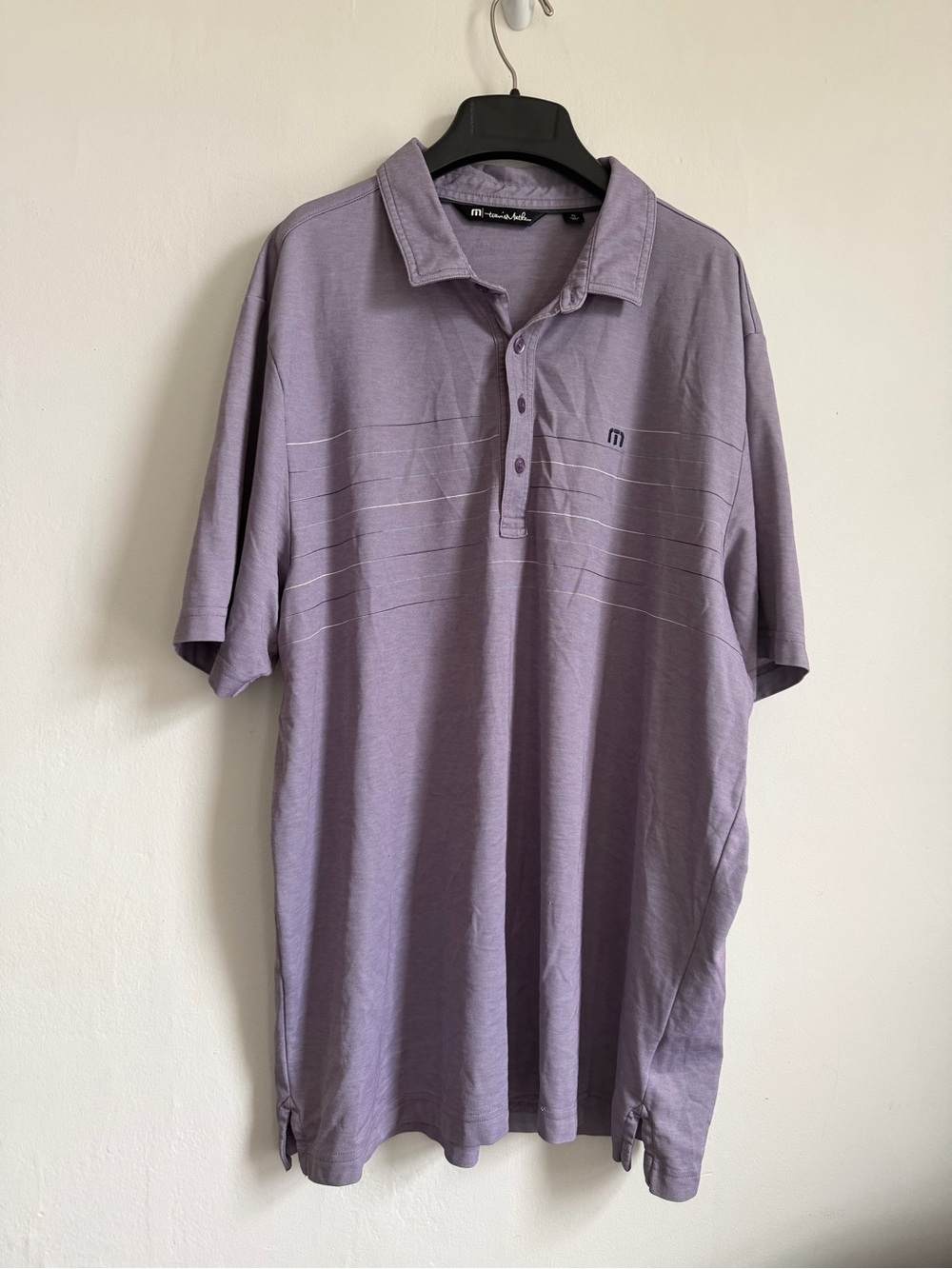 XL TravisMathew golf polo men’s purple stripes cotton polyester travis Mathew